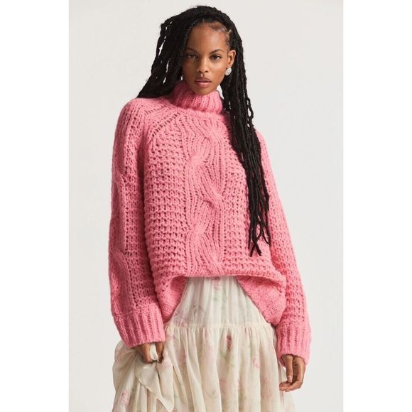 Free People Love Shack Fancy Leyland Turtleneck Sweater - Picture 4 of 8